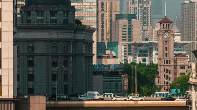 上海历史博物馆 高架延时 车流