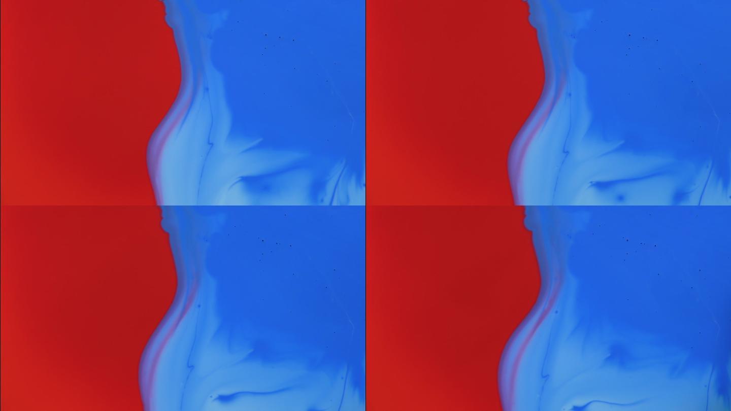丙烯酸漆的蓝色和红色。液体彩绘图案