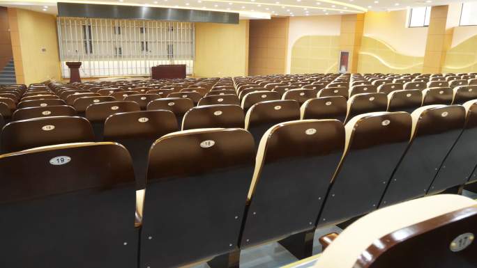 现代豪华会议厅4K座椅特写剧院剧场展会展