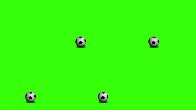 足球在绿幕上滚动