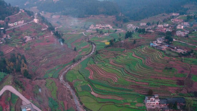 梯田贵州乡村山区自然风光