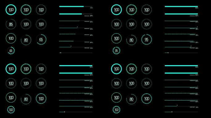 高科技进度条直线圆形按钮电子屏幕