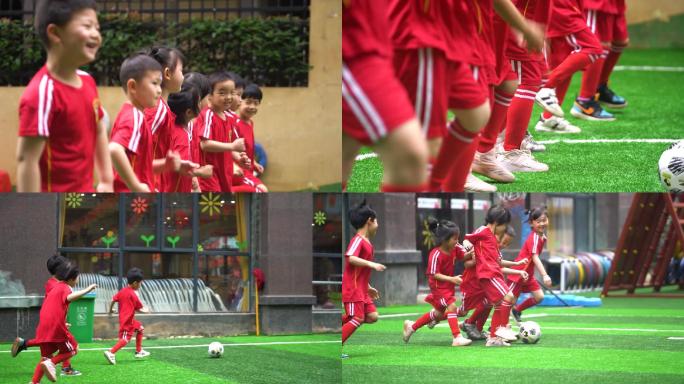 小朋友踢足球幼儿园课间活动