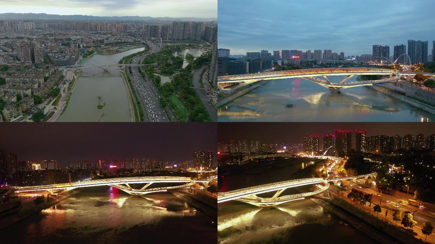成都五岔子大桥网红景点航拍视频4K