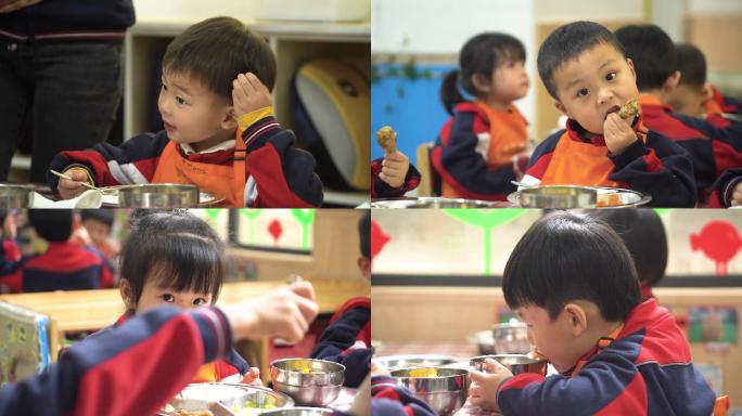 小朋友吃饭幼儿园学校午餐