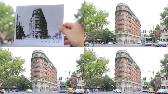 实拍明信片上海街头老洋房