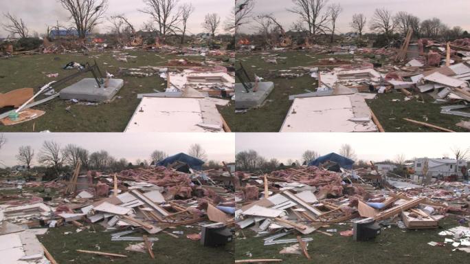 龙卷风摧毁的路径，房屋被摧毁