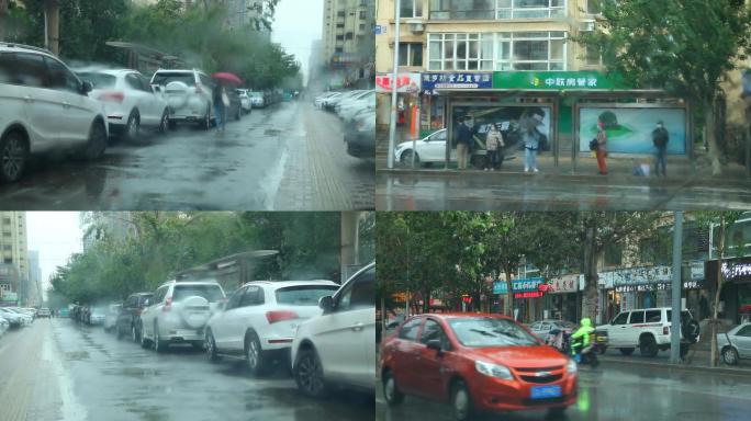 下雨天、雨天路人、下雨天素材