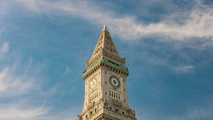 波士顿海关的钟楼国外4K延时国际地标