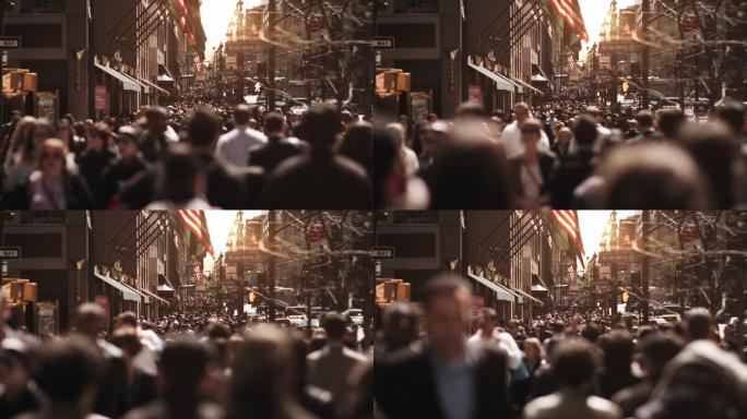 在纽约市行走的人群。