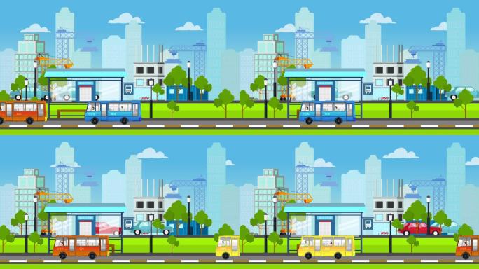 城市交通MG动画AE模版工程