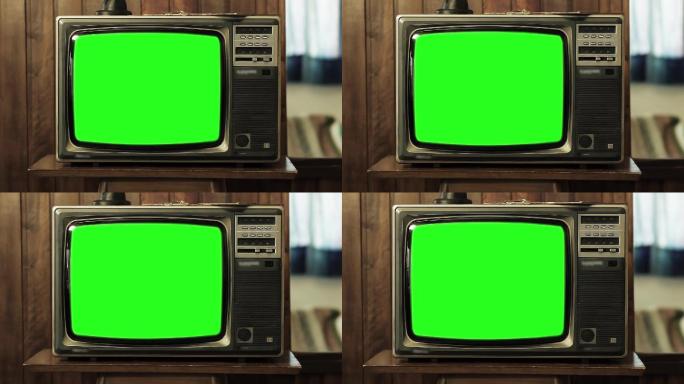 旧电视绿屏。绿背绿幕抠像视频框