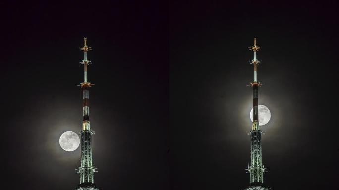 【4K原创】月亮穿过广州塔