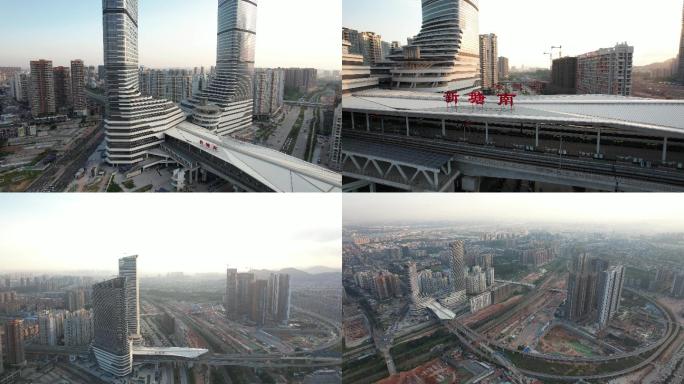 原创广州新塘高铁站TOD上盖4K航拍