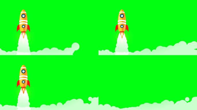火箭发射，飞船在绿屏上冒烟视频运动