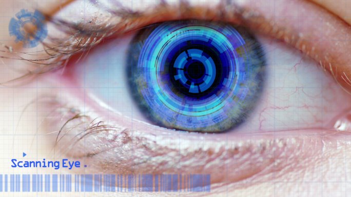 数码眼扫描特写瞳孔科技感眼珠