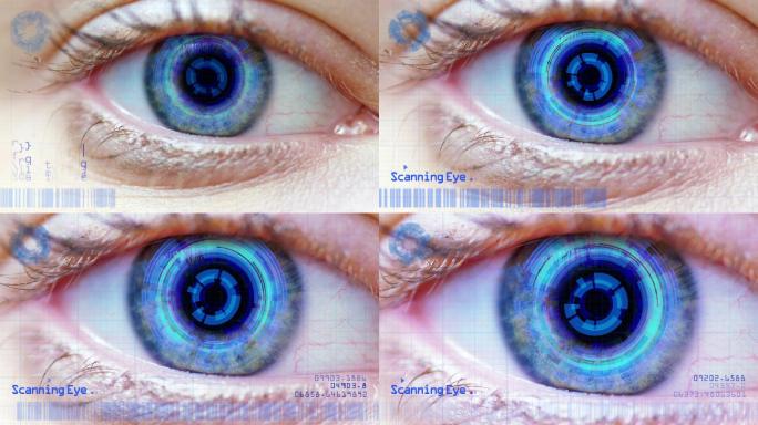 数码眼扫描特写瞳孔科技感眼珠