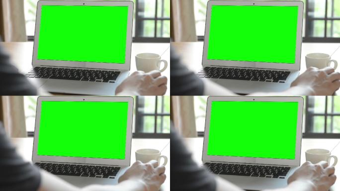 使用绿屏电脑绿幕抠背画面可替换居家办公
