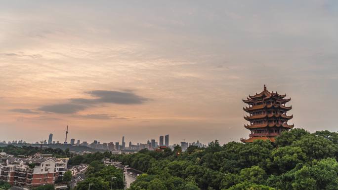 武汉黄鹤楼日转夜延时