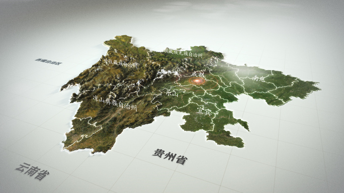 四川省写实3D地形区位