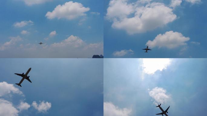 飞机飞过蓝天飞机起飞