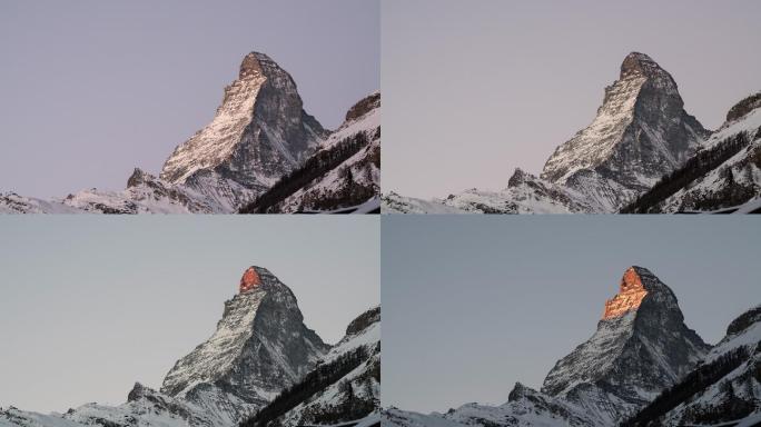 瑞士马特洪峰的延时摄影。