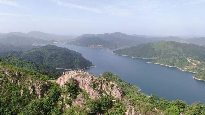 航拍九里水库界牌水库