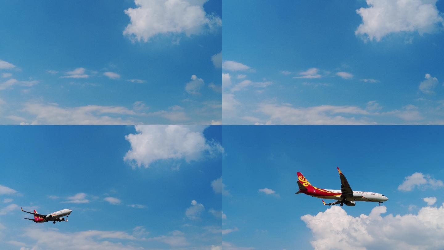 飞机从蓝天飞过蓝天上的飞机