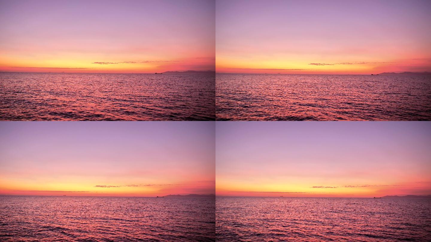 日出前的天空呈现出橙色和紫色