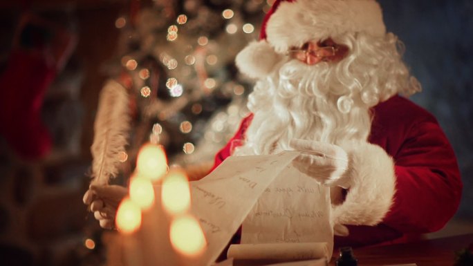 圣诞老人写信红色帽子棉袄白色胡子老头回信