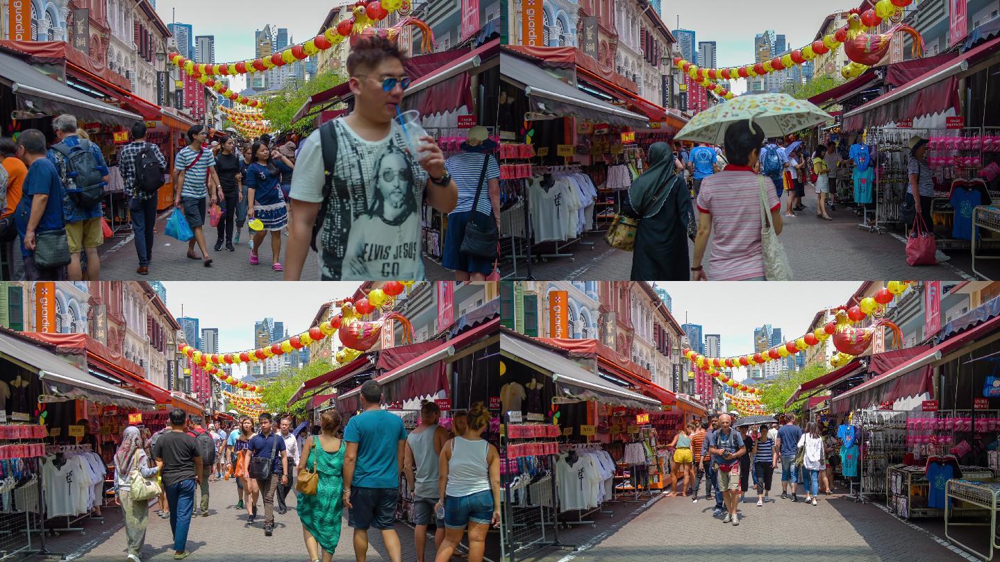 新加坡行人在中国城步行