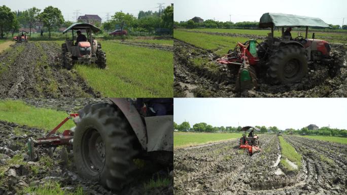 春耕犁地农机拖拉机耕种松土机械化作业