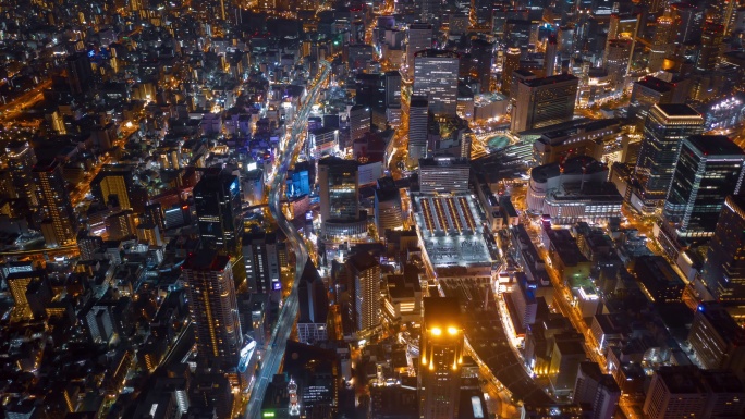 日本大阪夜晚延时摄影