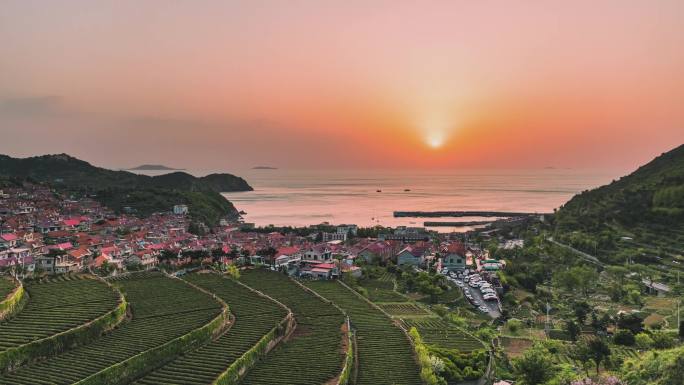 4K海港渔村风景日出星空延时摄影