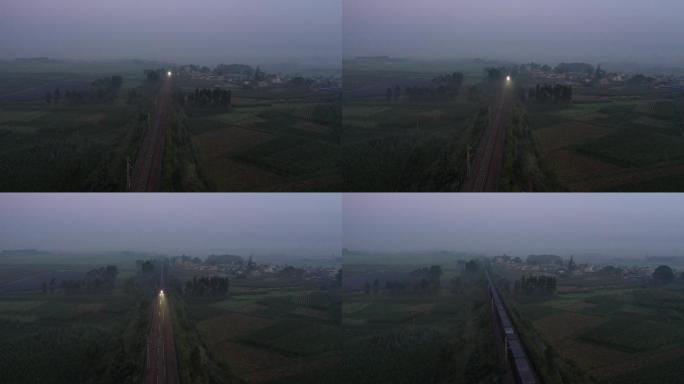 黎明中的火车