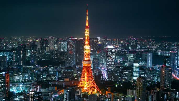 东京天际夜景和东京塔