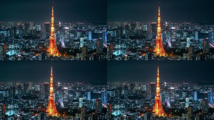 东京天际夜景和东京塔