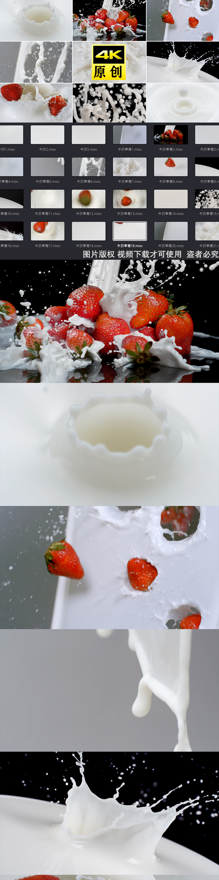 奶牛奶草莓奶茶水果牛奶流体牛奶广告草莓奶