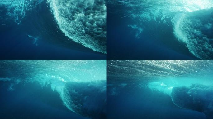 海浪的水下视图海浪翻滚水下摄影视角深海
