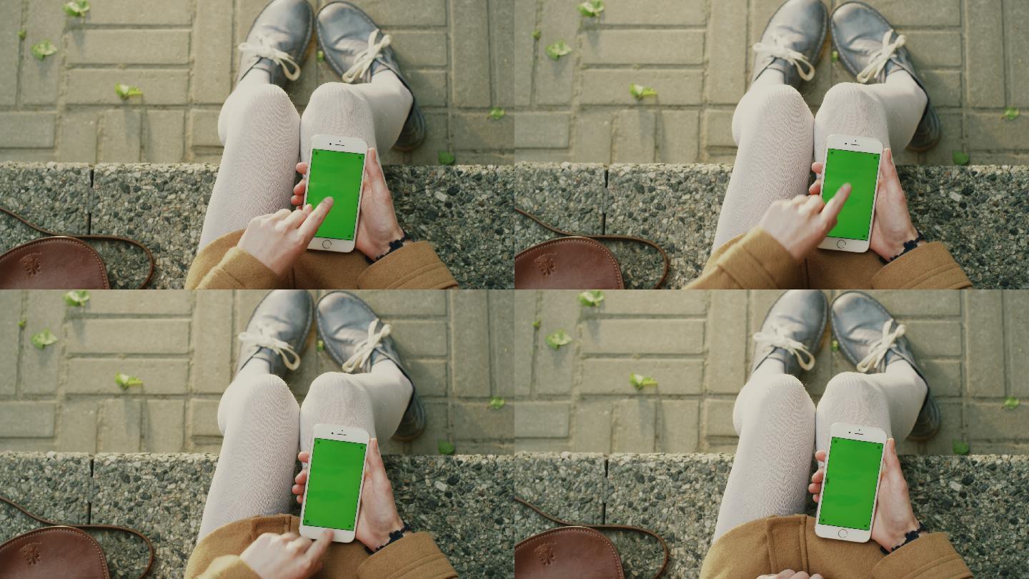 手指在手机上滑动绿屏抠像