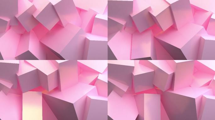 粉红球抽象三维渲染的循环动画与几何形状