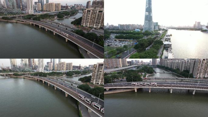 广州塔有轨电车4k航拍素材