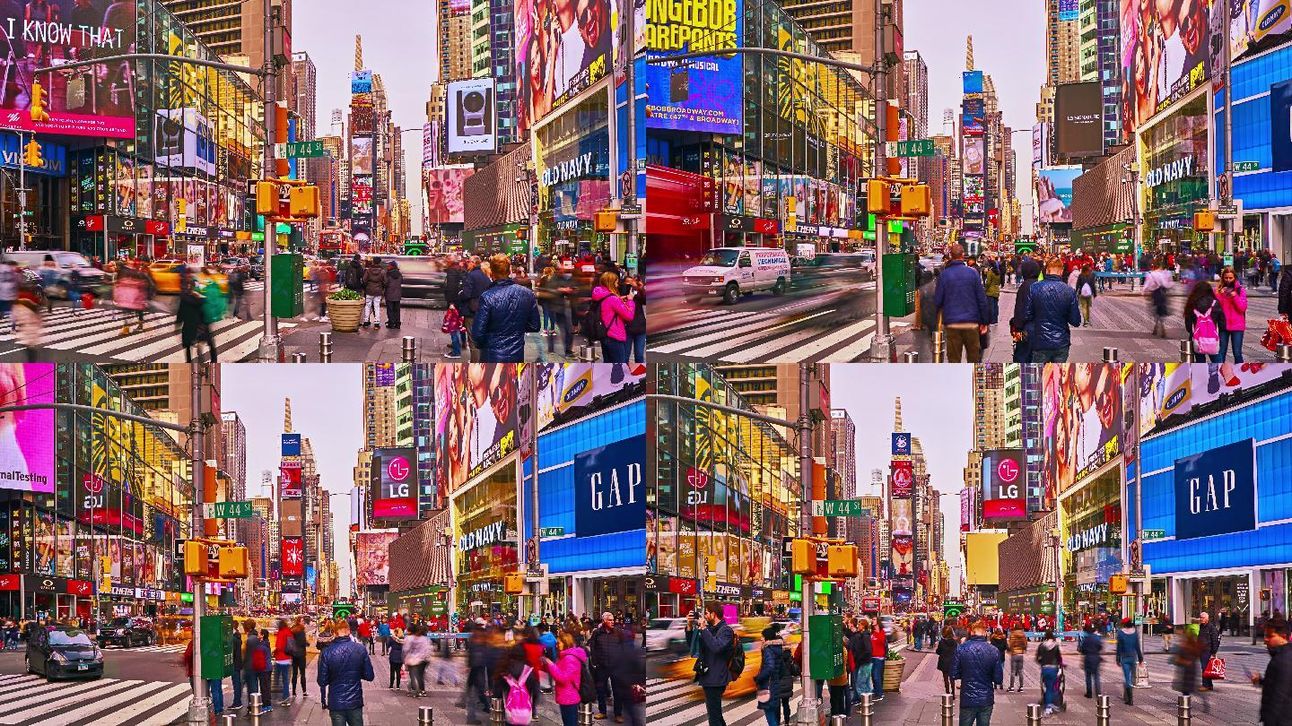 时代广场纽约国际地标4K都市繁华