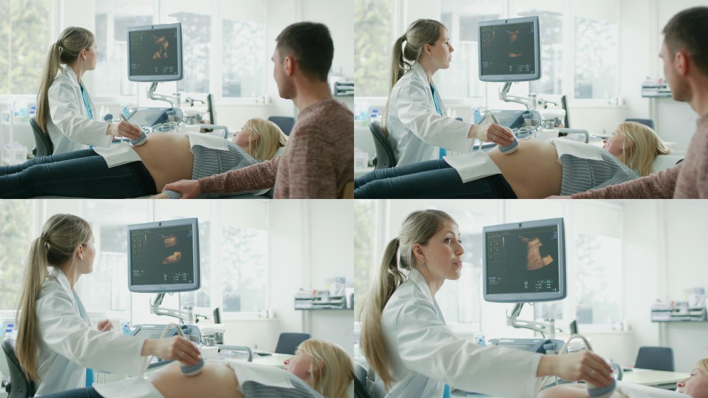 在医院里，孕妇正在接受超声波/超声波扫描