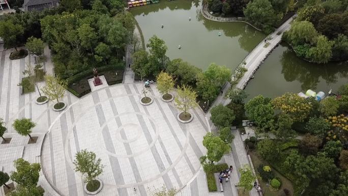 上海市大场航拍街道太华行知公园