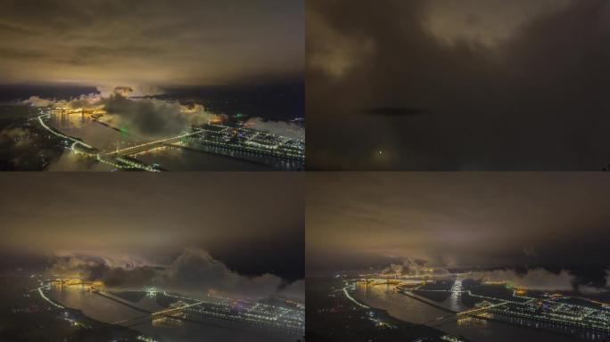 三峡大坝夜景延时