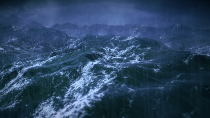 暴风雨的海洋狂风电闪雷鸣困难挫折