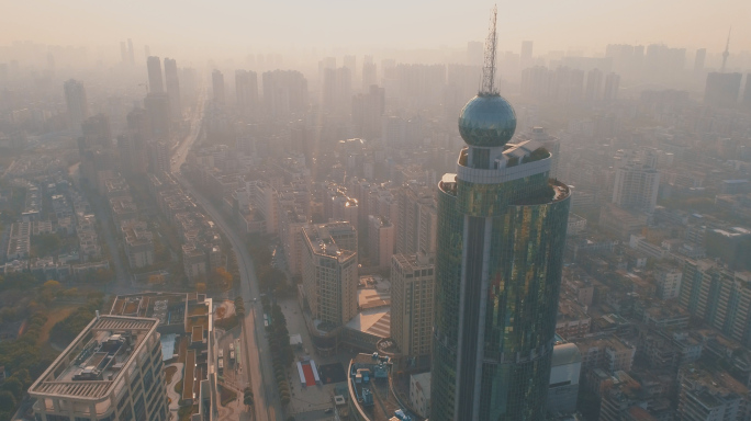 大气航拍佛山早晨-4k