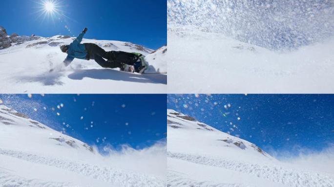 滑雪运动员刺激雪花