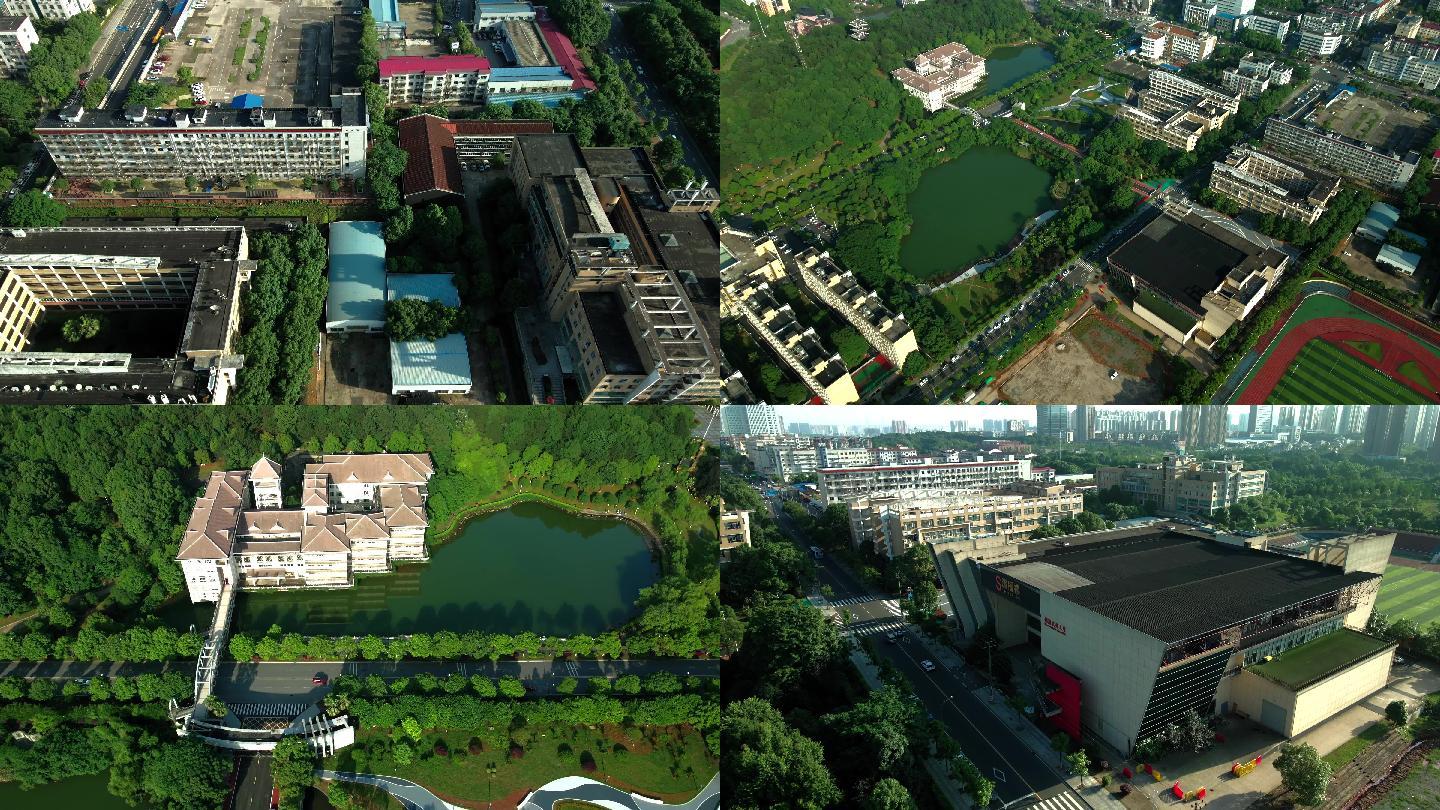 4K湖南大众传媒职业技术学院航拍空镜